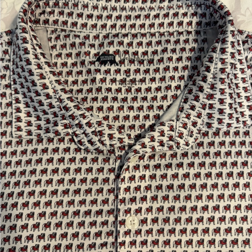 Men's Onward Reserve UGA Bulldog White & Red Print Shirt